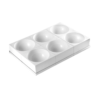 SET VAN 6 HALVE SFEER IN SILICONE ZUCCOTTO DIAM 180 H90MM VOL 1570ML=SET