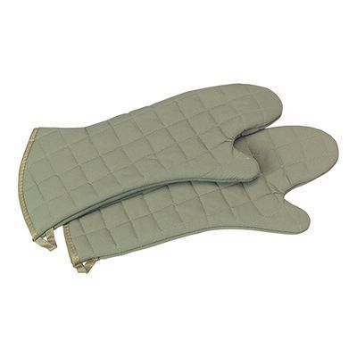 PAIR OF PROTECTIVE MITTENS IN BEIGE LEATHER, 42 CM *HOUSEHOLD*