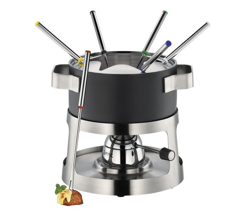 SPRING ANDERMATT ALL-HOB FONDUE BLACK-STAINLESS STEEL GAS BURNER