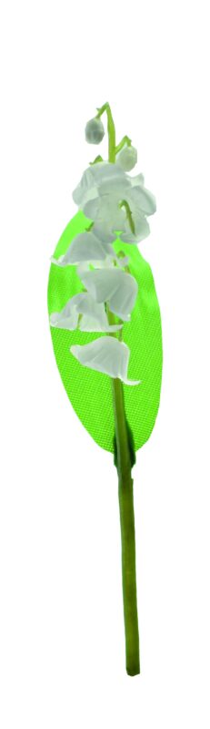 LILY OF THE VALLEY STAKE 1 BRANCH 1 LEAF HT 15CM PLASTIC 30 PCES