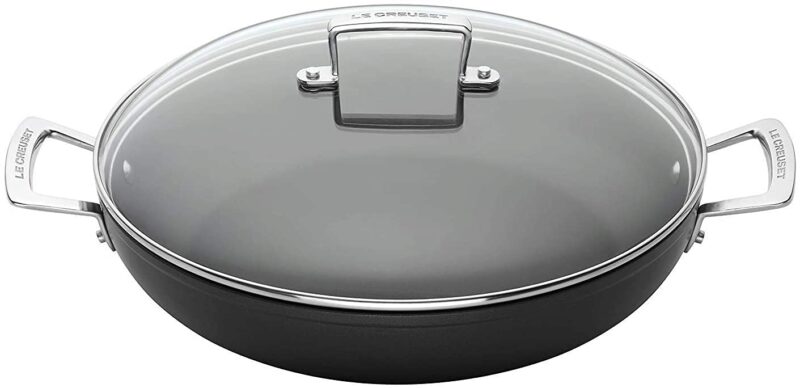 LE CREUSET LES FORGEES PROVENCAALSE SAUTEPAN 30CM MET DEKSEL - 2 HANDVATTEN