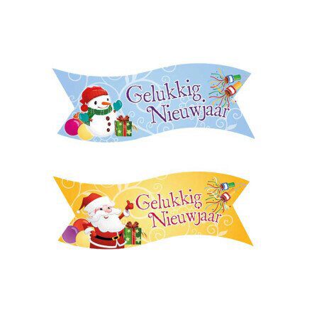 1058934 GELUKKIG NIEUWJAAR WIMPEL 9,1 X 3,2 CM 24ST ***S/CDE***
