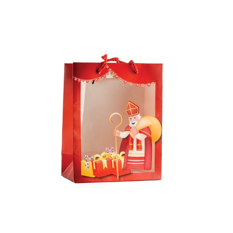 *FF* SAC ROUGE AVEC FENETRE SAINT NICOLAS 18X10XH23