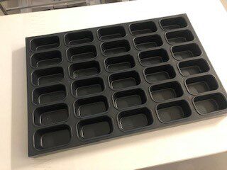 ASSEMBLAGE 5 LIGNES DE 6 MINI PAIN ALU REVETEMENT TEFLON 96X53 X H38MM DIMENSION TOTALE 60X40 CM