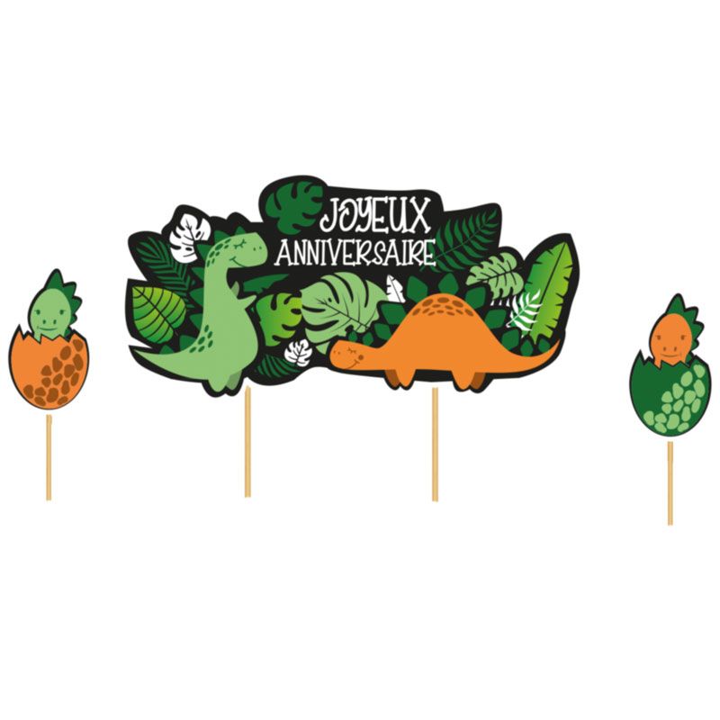 TAARTTOPPER HAPPY BIRTHDAY DINOSAURUSSEN 3 STUKS