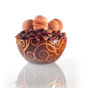 008985 PCB ZWARTE ARABESKE POMPONS Ø 7,2 CM H. 3,5 CM 60 STUKS ***S/CD***