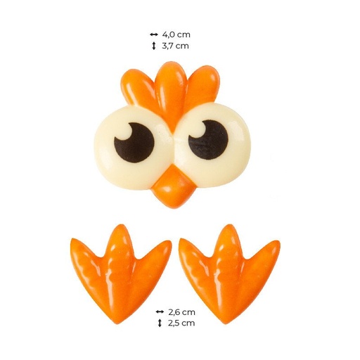 [08058354] 2069158 CHICK HEAD 4X3.7 CM WITH LEGS 2.6X2.5 CM 180PCS ***S/CDE*** *E/2025*
