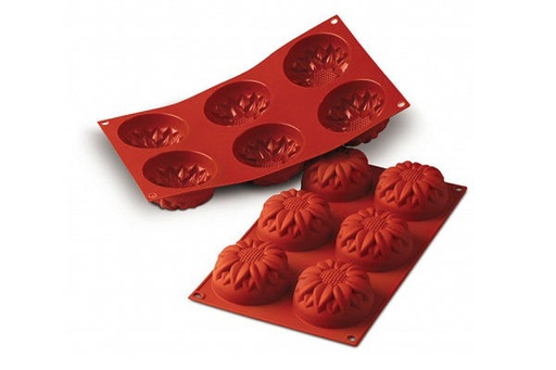 [70408234] SILIKOMART SF076 MOLD 6 SUNFLOWERS Ø76 HT 40MM 115ML NON-STICK GN1/3 -50° TO 250