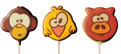 [08057148] 061325 PCB BLISTERS SUCETTES ANIMAUX POUR 45 EMPREINTES Ø 5,5 CM ET BÂTONS 9PCES ***S/CD***