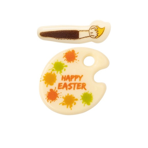 [08058337] 2000676 HAPPY EASTER PAINT PALETTE 3.4 CM + BRUSH 3.4X0.8 CM 210PCS ***ON ORDER***