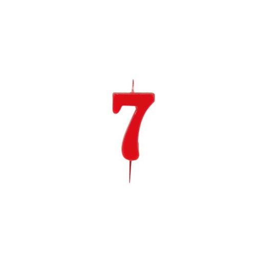 [70407091] RED NUMBER CANDLE NO. 7 HT 6CM