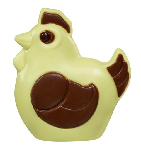 [13030387] HOLLOW CHOCOLATE CHICKEN * WHITE * DECORATED 4 X 110GR