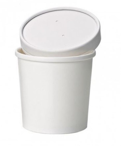 [25101003] POT A SOUPE/GLACE BLANC + COUVERCLE 470ML    COLIS 25 PCES