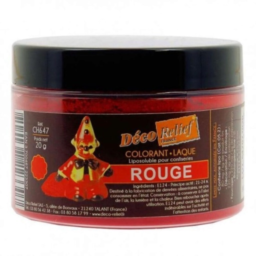 [70406961] COLORANT LAQUE EN POUDRE POUR CHOCOLAT ROUGE 20GR