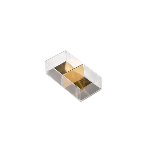 [41700032] PVC BOX + GOLD INSERT FOR 2 MACAROONS 87X42X26MM BOX OF 100 PCES