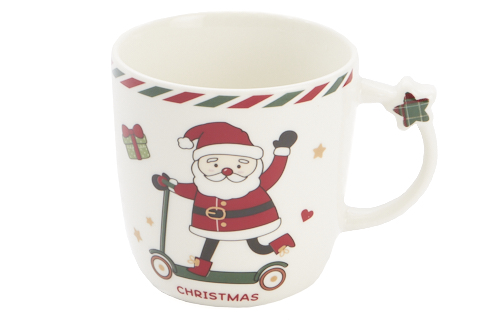 [62230154] SANTA ON RED AND GREEN SCOOTERS MUG Ø9CM H9CM