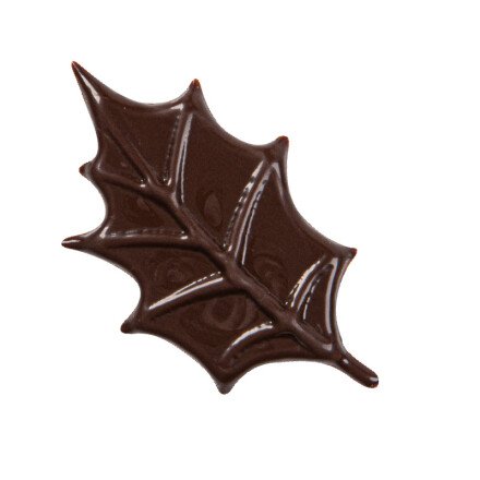 [08054459] 2015419 HOLLY LEAF RELIEF DARK CHOCOLATE 5X3CM 100 PIECES ***S/CD***