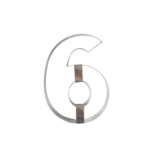 [08081478] NUMBER MOLD N° 6 STAINLESS STEEL 20CM HT4CM