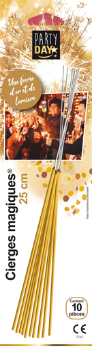 [00067418]  25 CM GOLD MAGIC SPARKLE 10 PIECES