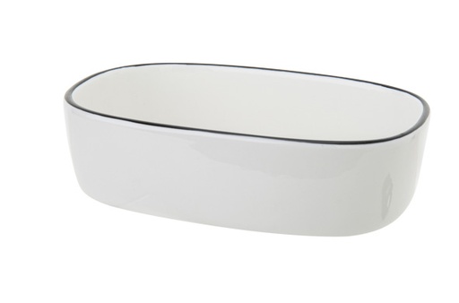 [00067550] C&T LASAGNA OVEN DISH 20X15XH5.2CM WHITE WITH BLACK MESH - 7302751