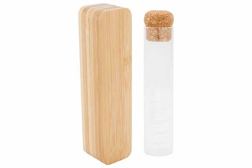 [00067568] INFUSEUR À THÉ BOROSICILATE - DANS BOITE BAMBOU - D2,9XH14,6CM - BOUCHON EN LIÈGE - 5359001