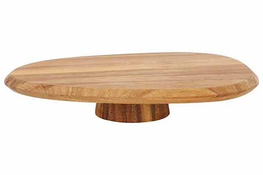 [00067581] C&T ASSIETTE PRESENTATION OVALE 27X22CM SUR PIED - ACACIA - 6601200
