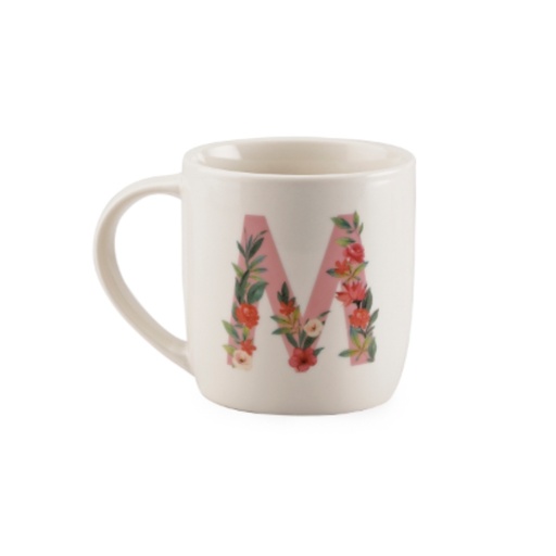 [00067968] "M" MUG WITH FLOWERS Ø8.5CM H9CM