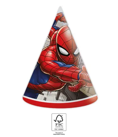 [00068368] SPIDERMAN CRIME FIGHT FSC CHAPEAUX EN PAPIER 6pcs