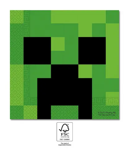 [00068428] MINECRAFT SERVIETTES EN PAPIER 33x33 cm 20 pcs