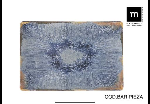 [00068509] AELIA MONACO PLATE 30X20CM BLUE/BEIGE STONEWARE- AE2500430