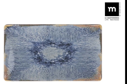 [00068510] AELIA MONACO BORD 25X15CM BLAUW/BEIGE STEENGOED - AE25012