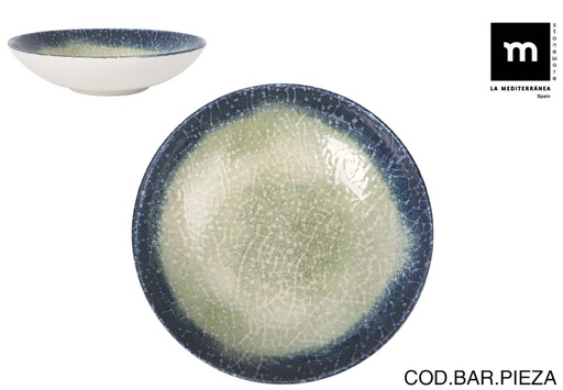 [00068513] OLAF MONACO ASSIETTE COUPE CREUSE 21XH5.3CM VERT/BLEU STONEWARE - OLA26102