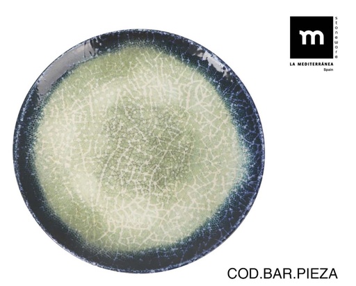 [00068514] OLAF MONACO BORD 20CM GROEN/BLAUW STEENGOED- OLA26104