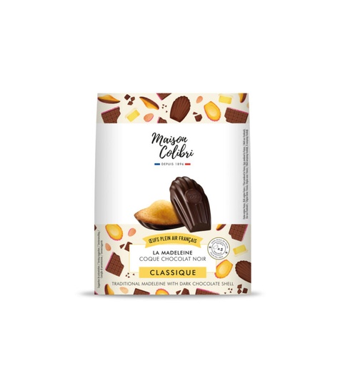 [00068700] COLIBRI *NEW* PLAIN MADELEINE DARK CHOCOLATE SHELL - 6X25GR - 12 BAGS