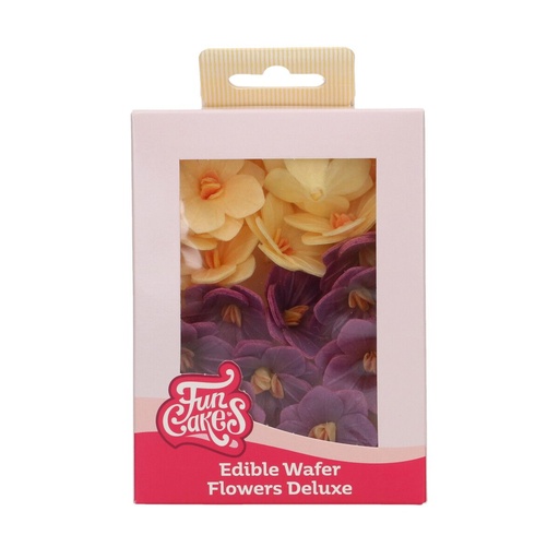 [00068861] FunCakes Wafer Flowers Violet/Yellow Hydrangea 37mm 18 pcs