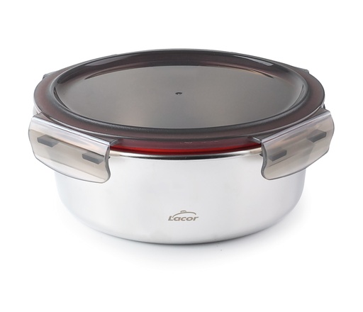 [00068978] LACOR ECOINOX HERMETIC TIN 700ML ROUND 16XH6.5CM PP LID