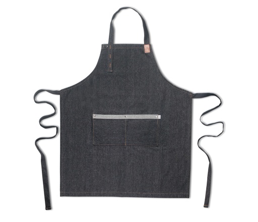 [00068985] LACOR ROMA APRON BIB+POCKET COTTON BLACK 72X88CM