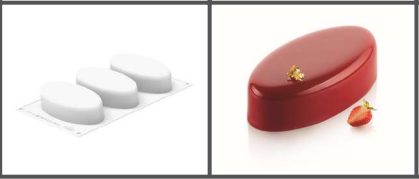 [00069071] SILIKOMART VORM ELLIPSE 335 - 148X76 H 40 MM - 3 VORMEN VAN 335ML