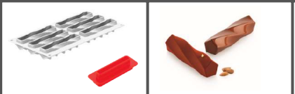 [00069074] SILIKOMART MOULE TWIST 90 -  130X33 H 30 MM + CUTTER - 6 EMPREINTES DE 90ML