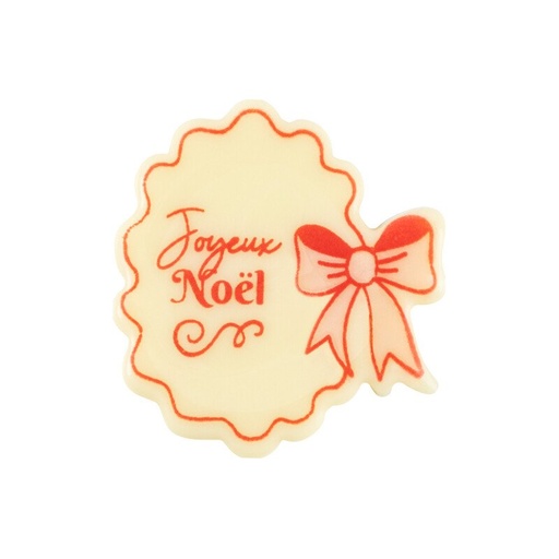 [00070347] 2015424 Plate with bow Joyeux Noël 3,7x4 cm 120pcs ***ON/ORDER***