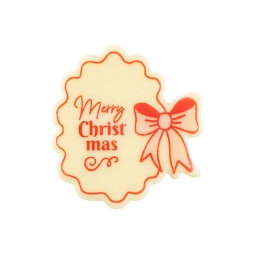 [00070348] 2015422 Plaquette avec nœud Merry Christmas 3,7x4 cm 120pcs ***S/CDE***