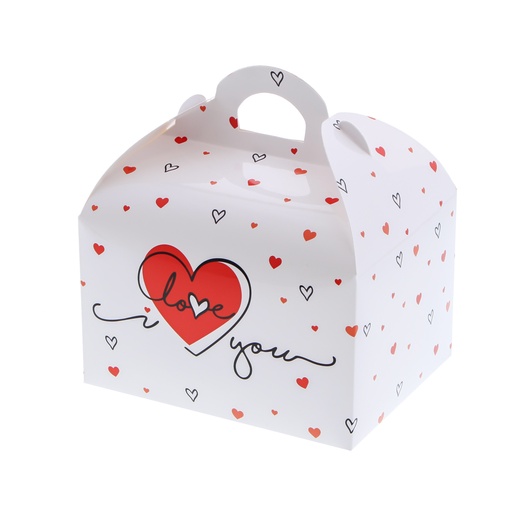 [00070666] SWEETBOX AVEC POIGNEE 500GR "LOVE" 12X9,6CM H13CM 48PCS