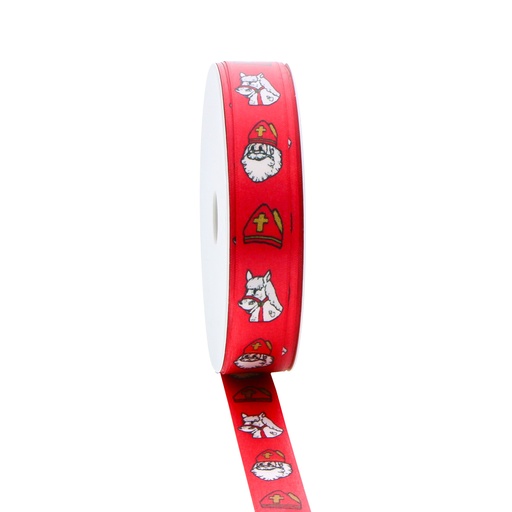 [00070672] SATIN RIBBON SAINT NICHOLAS MIX RED 1.5CMX20M