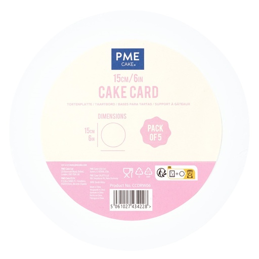 [00070891] Set of 5 White Round Cake Boards 15cm