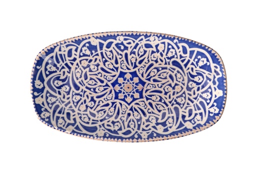 [00070949] PIOLI ORIENTAL ASSIETTE OVALE 30CM BLEU/BLANC PORCELAINE - OR11ML30