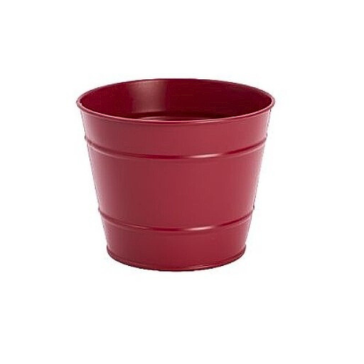 [00071048] DARK RED MATTE ZINC POT 11.5CM HT 9 CM
