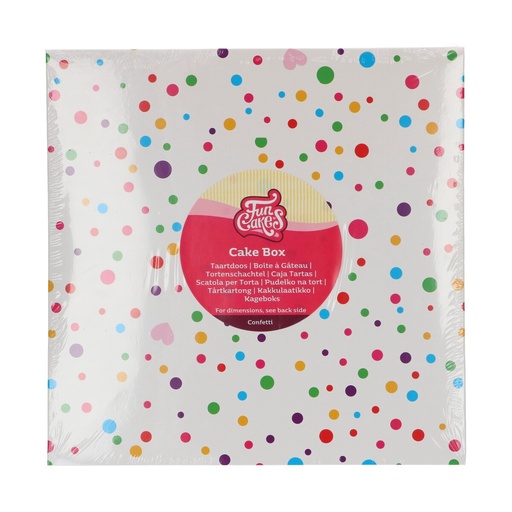 [00071061] FUNCAKES BOÎTE A GÂTEAU CONFETTI 25 X 25 CM 15HT