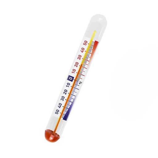 [00071131] ALLA FRANCE MINI THERMOMETRE HORIZONTAL EN VERRE POUR LE FROID AVEC VENTOUSE DE -50° À +50°  150 MM Ø 20 MM
