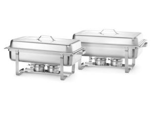 [00071313] HENDI "LOT DE 2" CHAFING DISH ECO GN1/1-65 A/C 18/0 A/2 BRULEURS - 600X358XH295