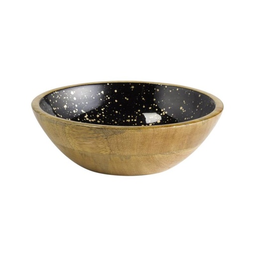 [60252100] APS SALAD BOWL 24CM-1.1L MANGO WOOD/EPOXY RESIN BLACK-GOLD